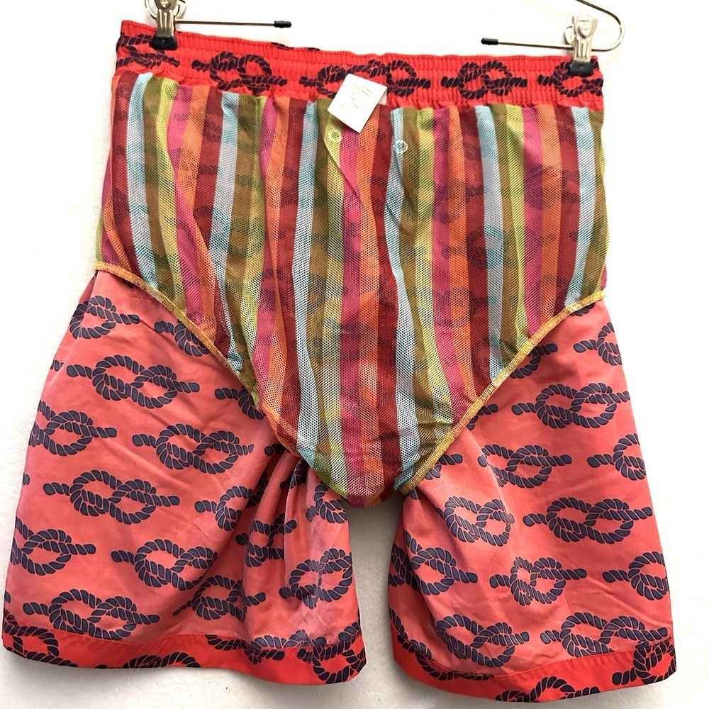 Neiman Marcus Swim Trunks M Medium Lined Drawstring Pockets Nautical Rope - Picture 13 of 14